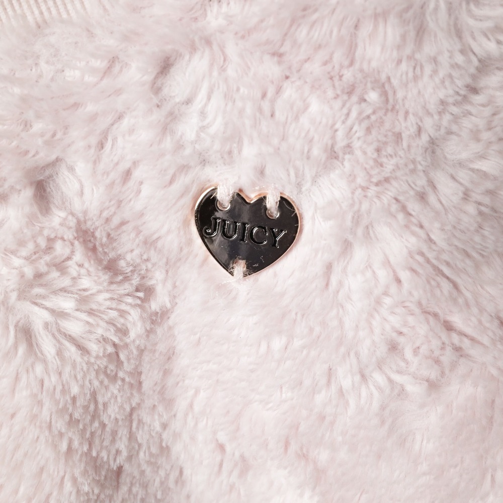 Juicy Couture Fuzzy Pink Heart Logo Long Sleeve Crewneck Sweater Girls Size 8 - Picture 4 of 5